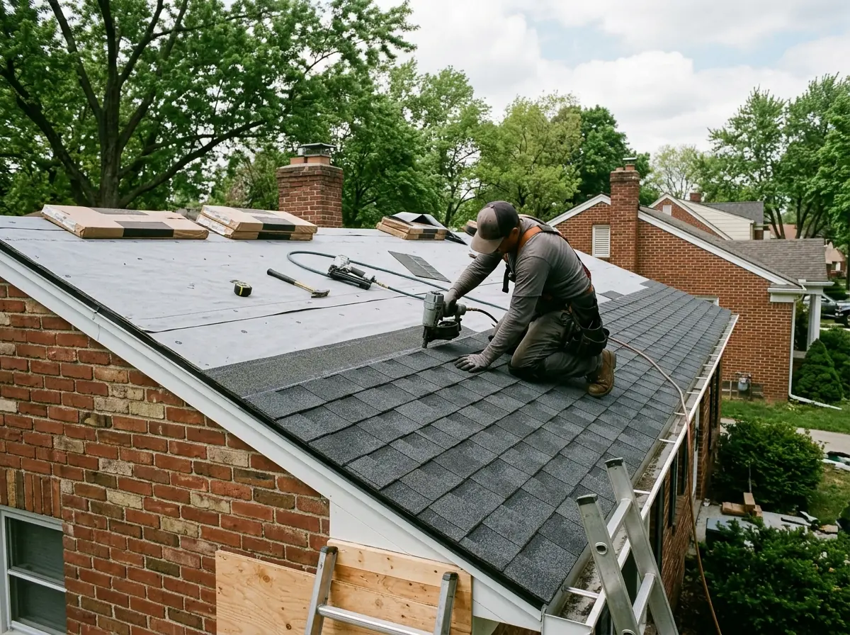 New impact-rated architectural shingles going on a roof over fresh underlayment